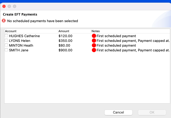 Create EFT Payments